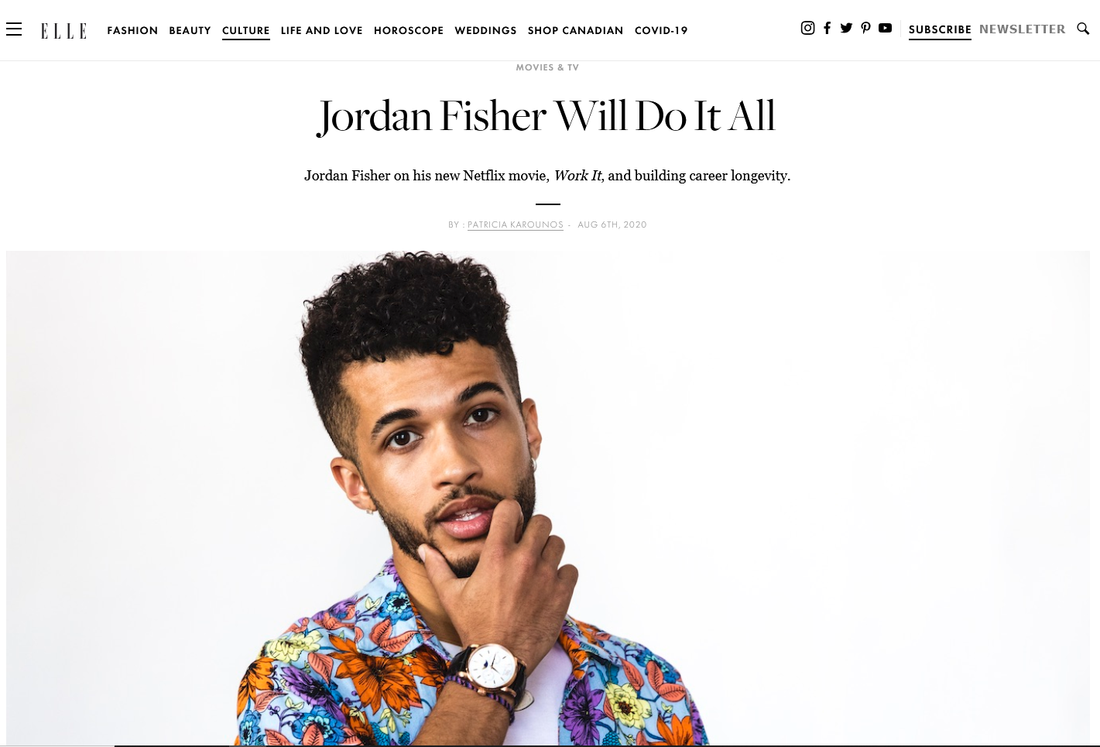 YJack featured in ELLE MAGAZINE / CANADA ONLINE - JORDAN FISHER