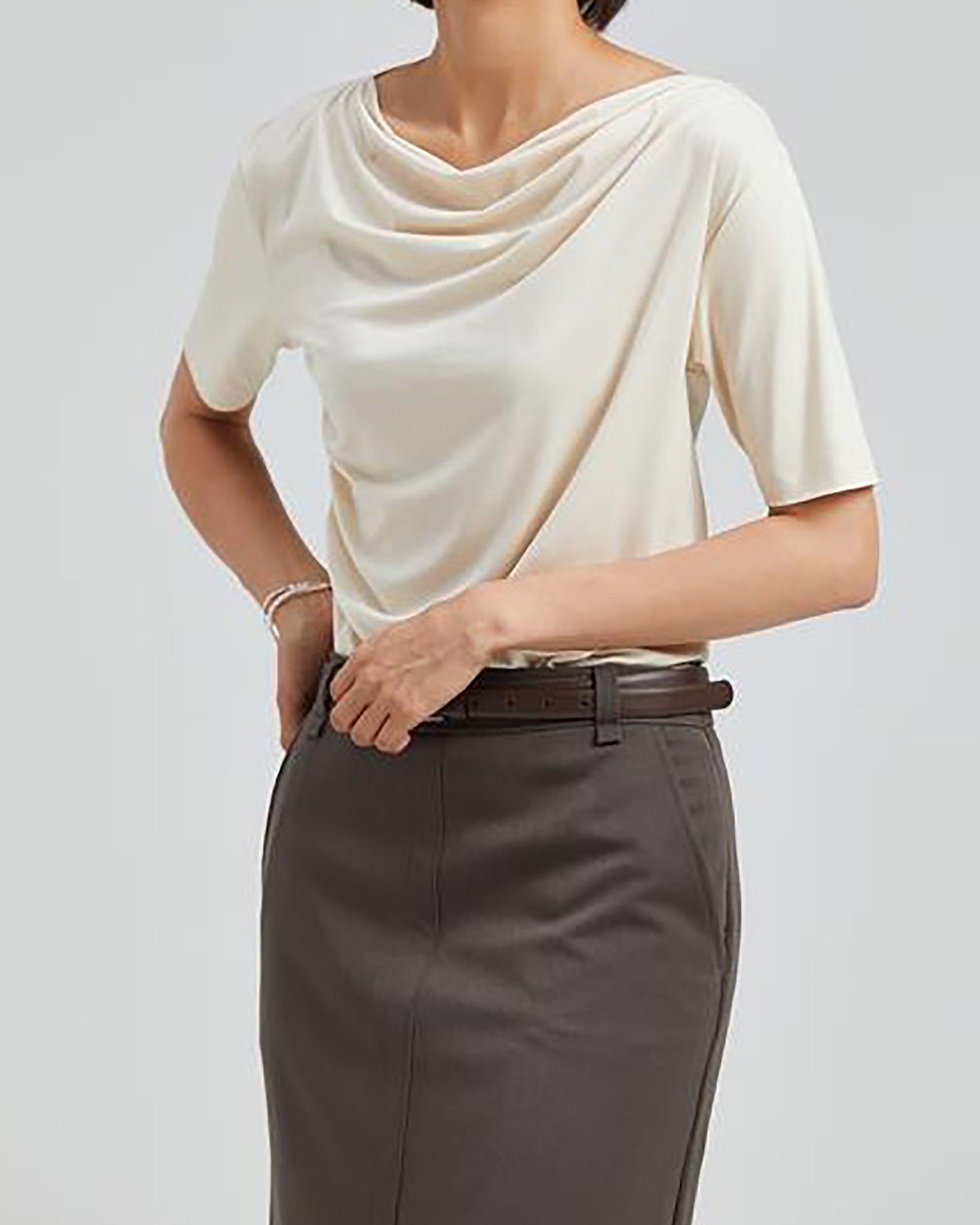 The Draped Boat Neck Top — EXFINA Cotton | YJACK
