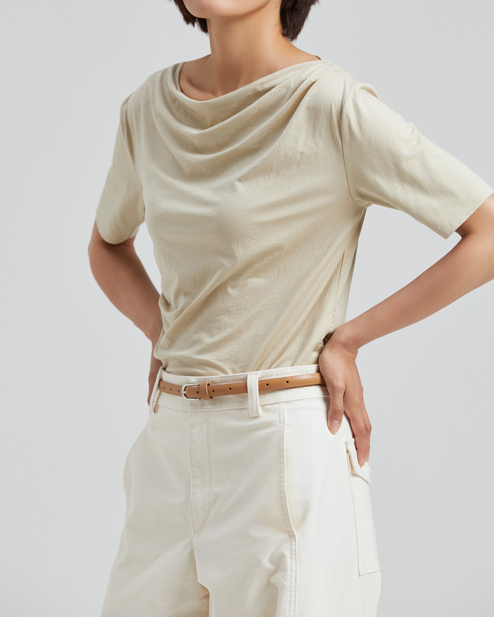 The Draped Boat Neck Top — EXFINA Cotton | YJACK