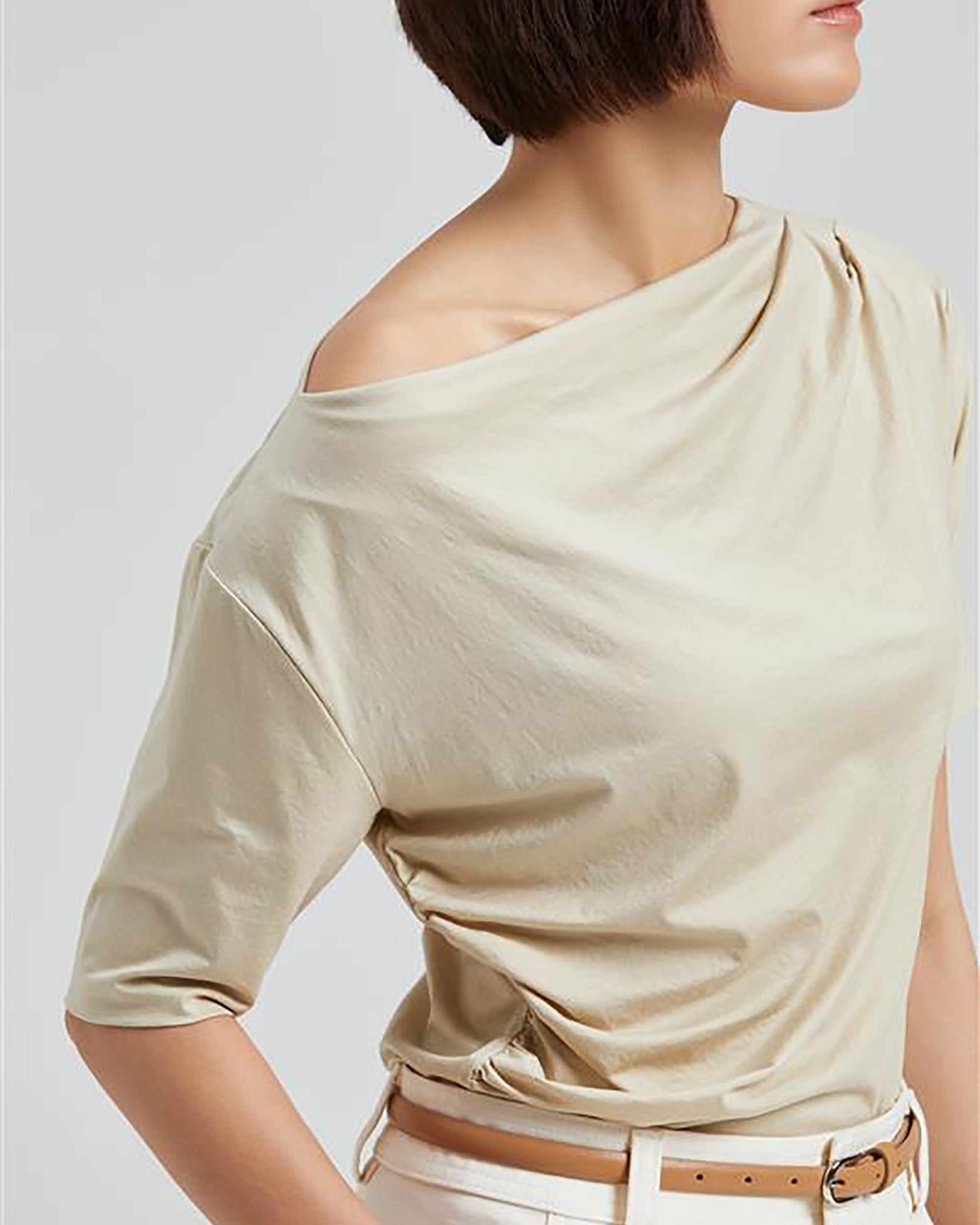 The Draped Boat Neck Top — EXFINA Cotton | YJACK