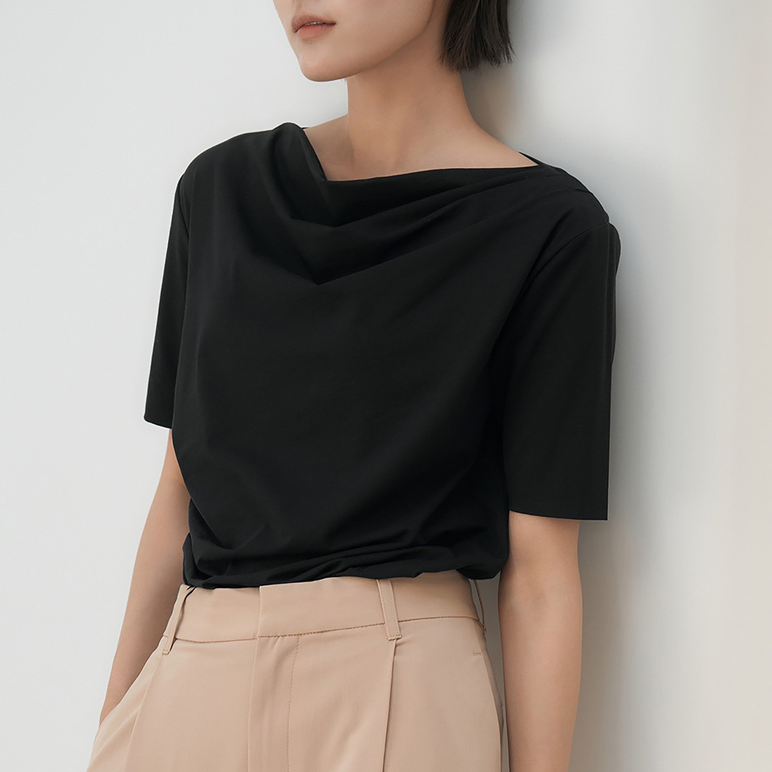 The Draped Boat Neck Top — EXFINA Cotton | YJACK
