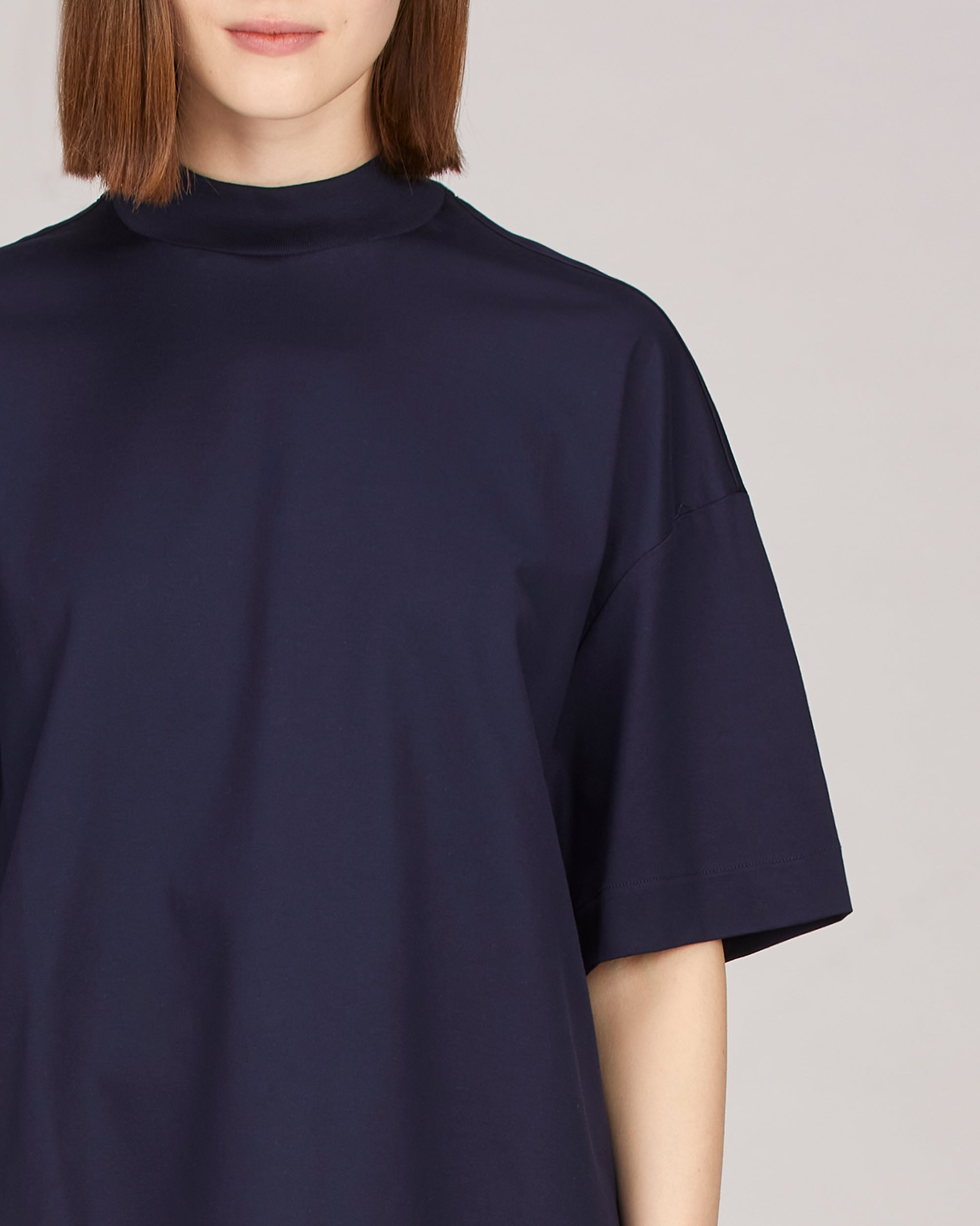 Remy Mock Neck Boxy T-Shirt — EXFINA Cotton | YJACK