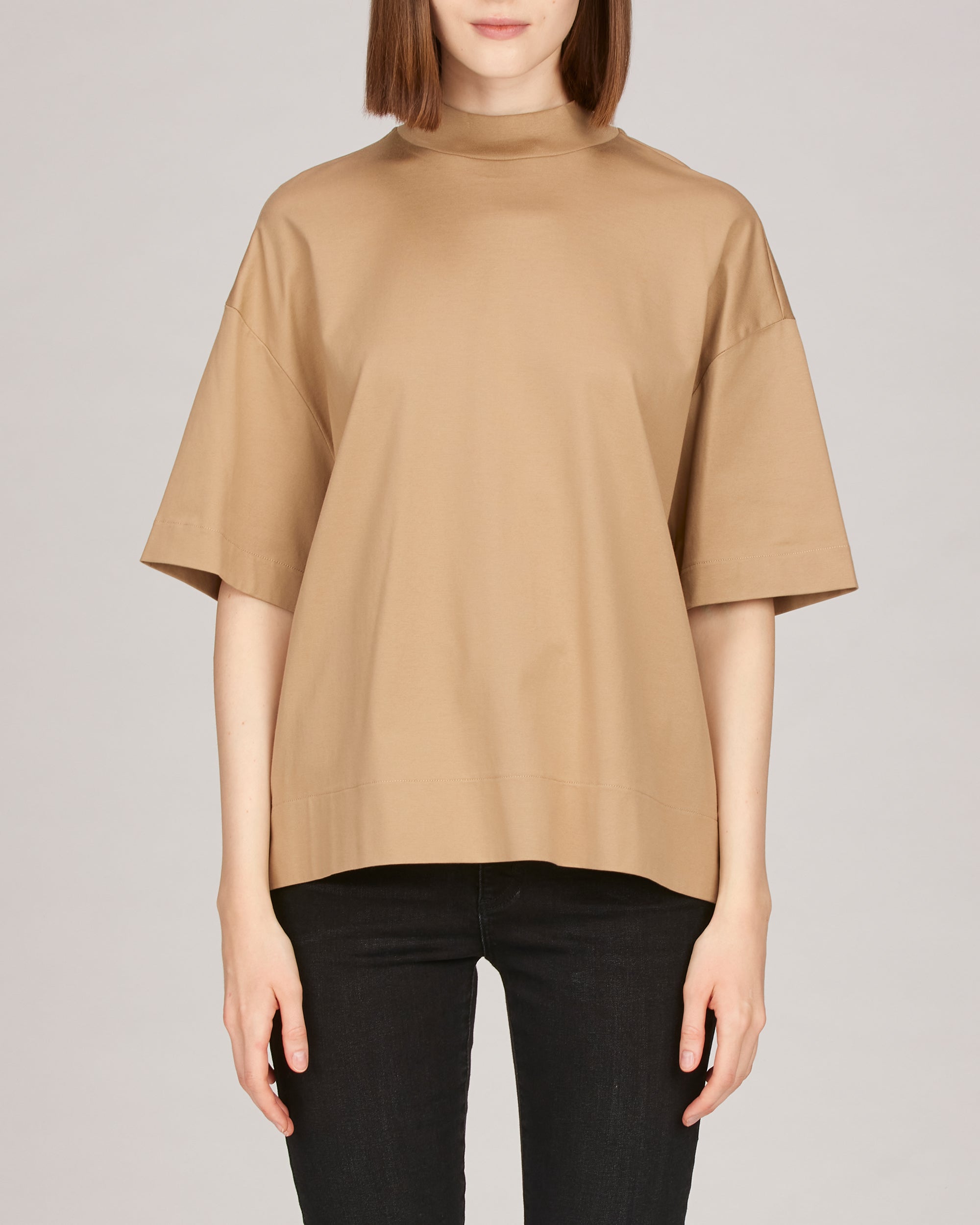 Remy Mock Neck Boxy T-Shirt – YJACK Remy Mock Neck Boxy T-Shirt – YJACK