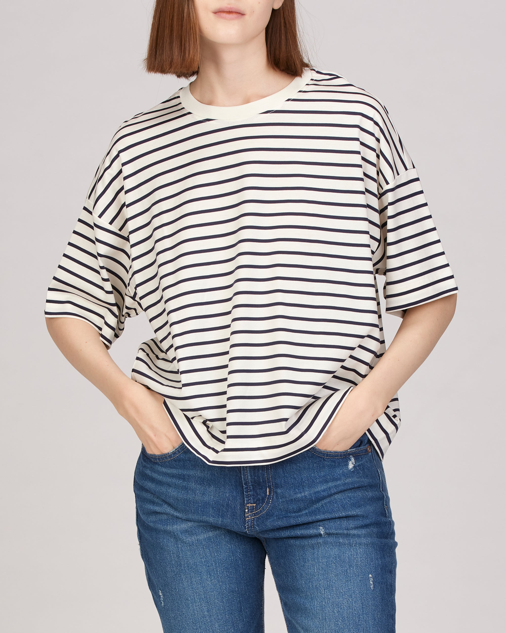 売れ筋商品|||イーブン アンド オド Tシャツ レディース トップス Top - blue/black Ebifin Womens Oversized Tshirts V Neck Tee Shirts Half
