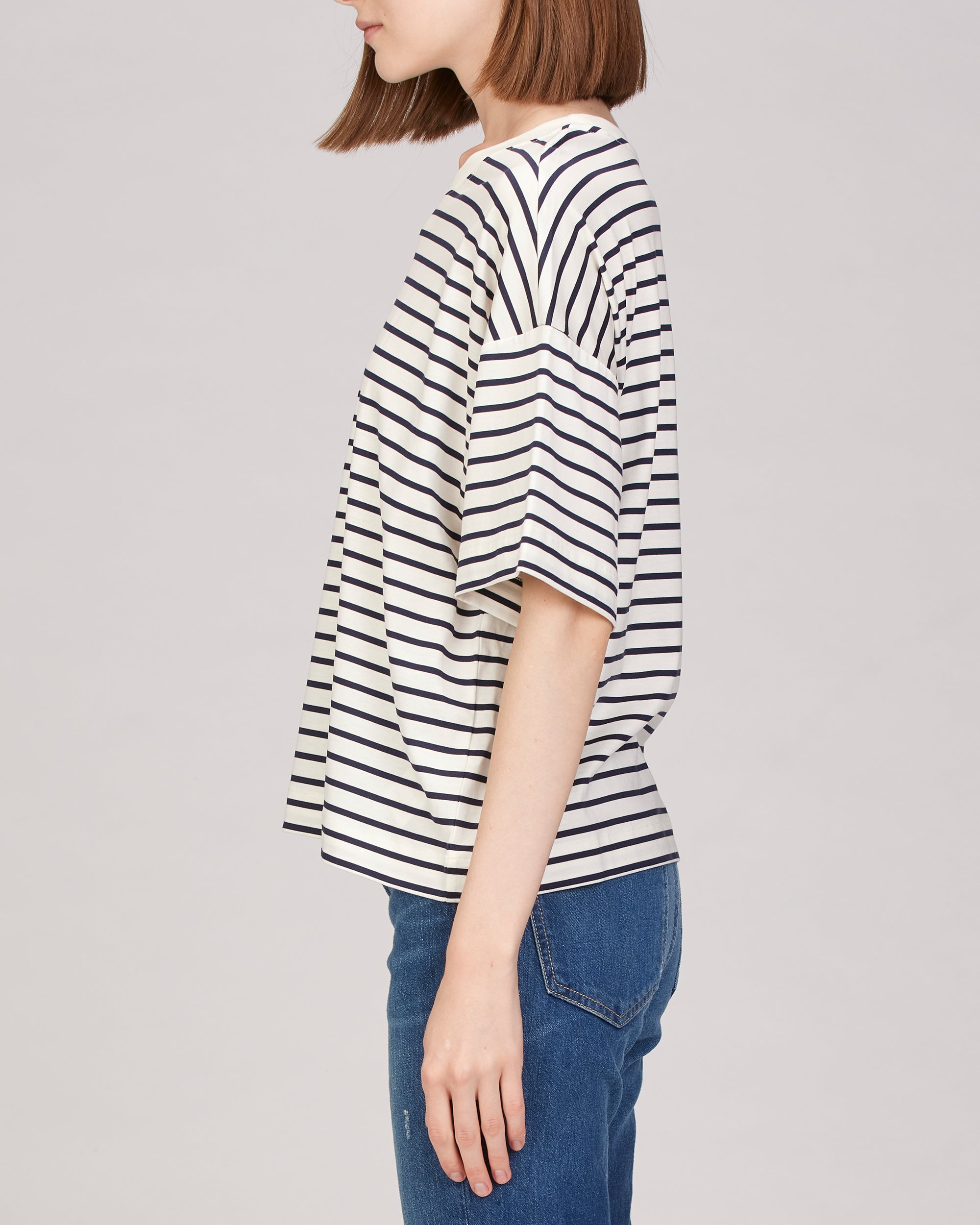 EVIE'S STRIPED SHORT SLEEVE BOXY STRIPED TEE – YJACK